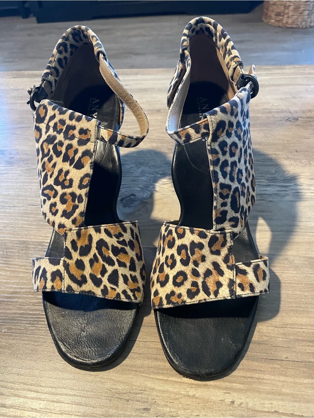 Anyi Lu ELECTRA Sandals With Leopard Print Nubuck Suede upper block heel shoe 42
